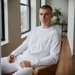 Psycho Bunny Alberton Embroidered White Men's Long Sleeve Tee NWT